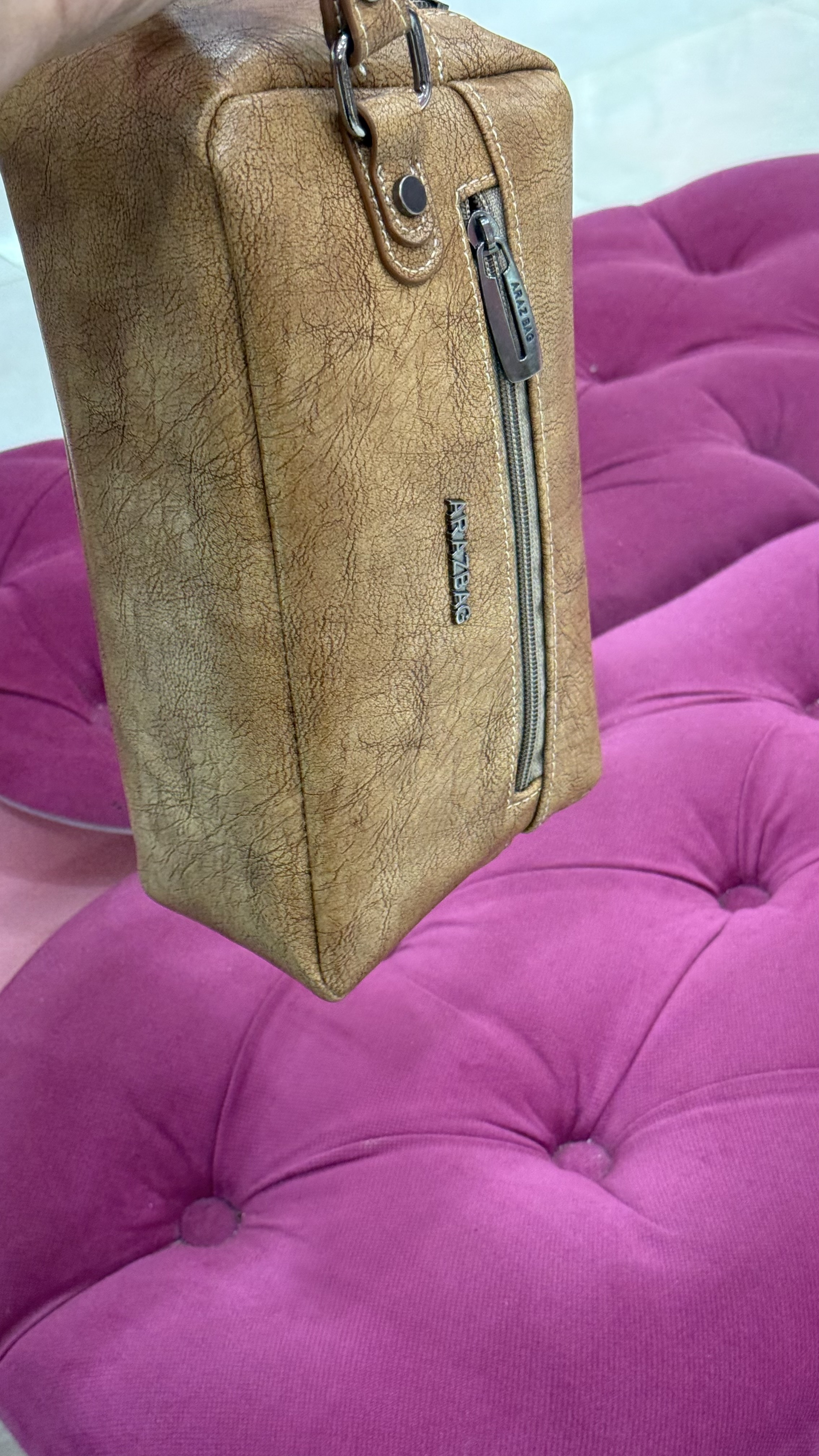 کیف چرمی قهوهای ARMABAG دو زیپ – کد 182