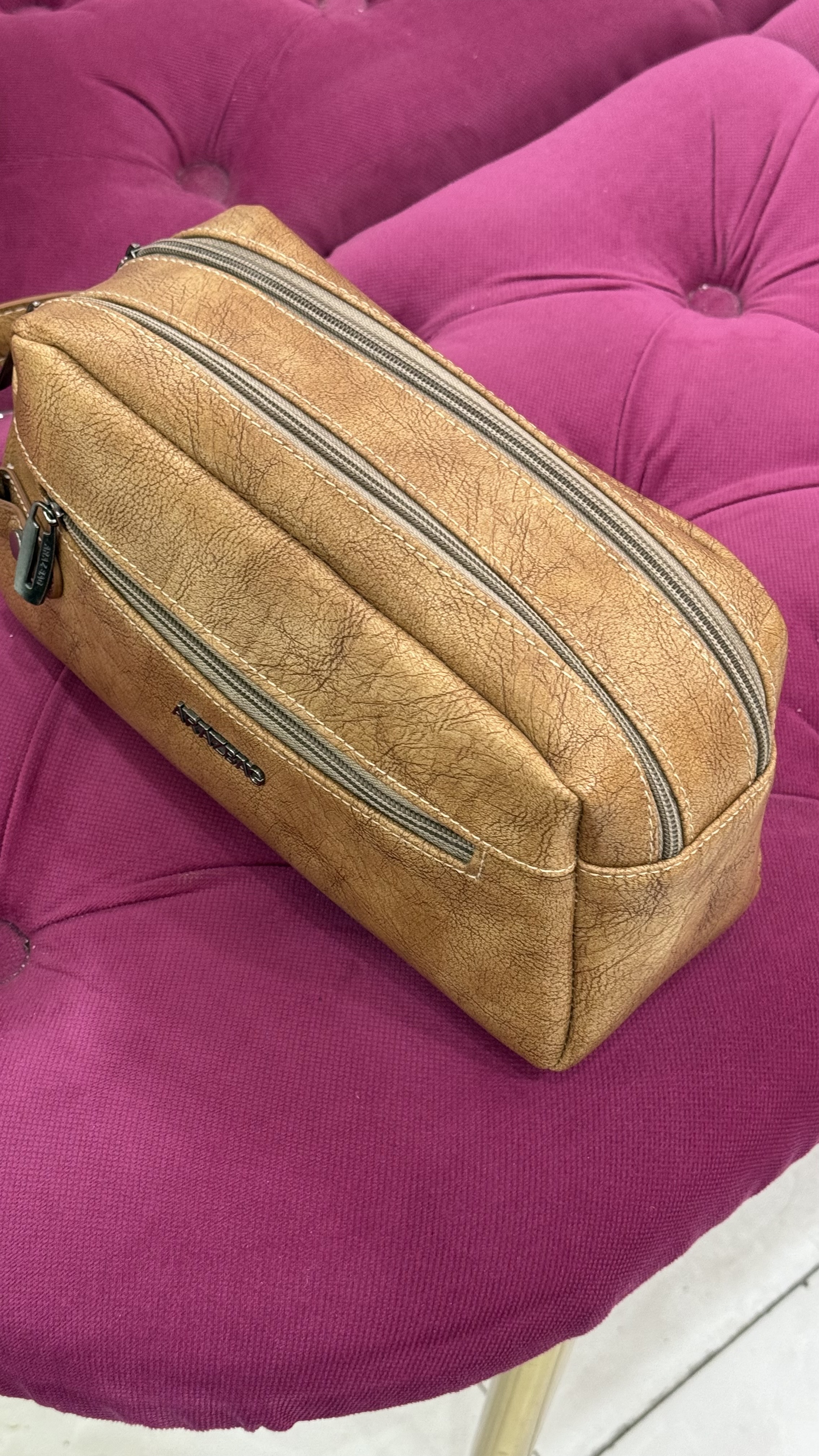 کیف چرمی قهوهای ARMABAG دو زیپ – کد 182