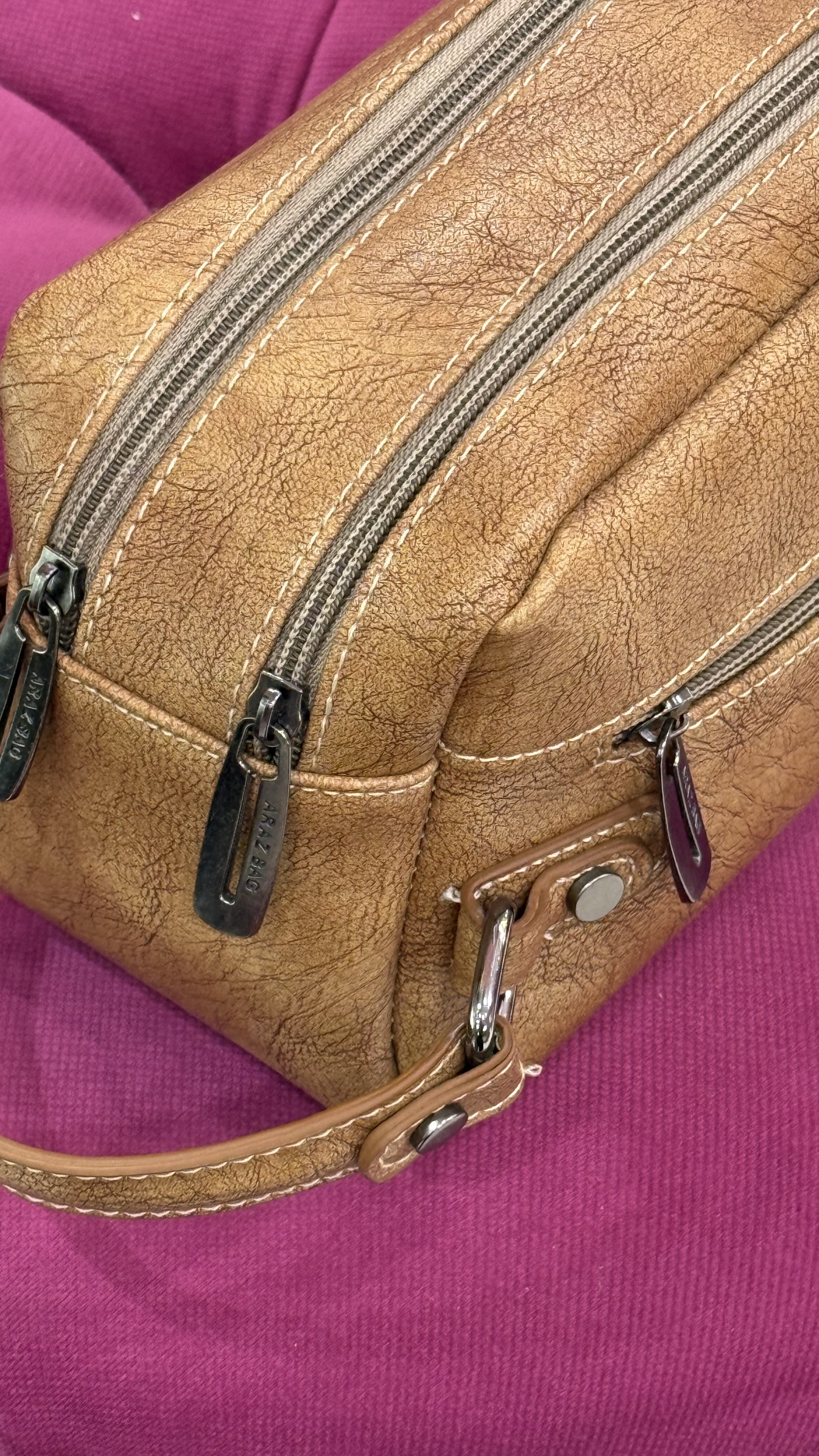 کیف چرمی قهوهای ARMABAG دو زیپ – کد 182