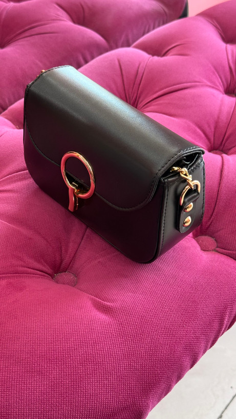 کیف زنانه چرمی مشکی کوچک با قفل طلایی – کد 227