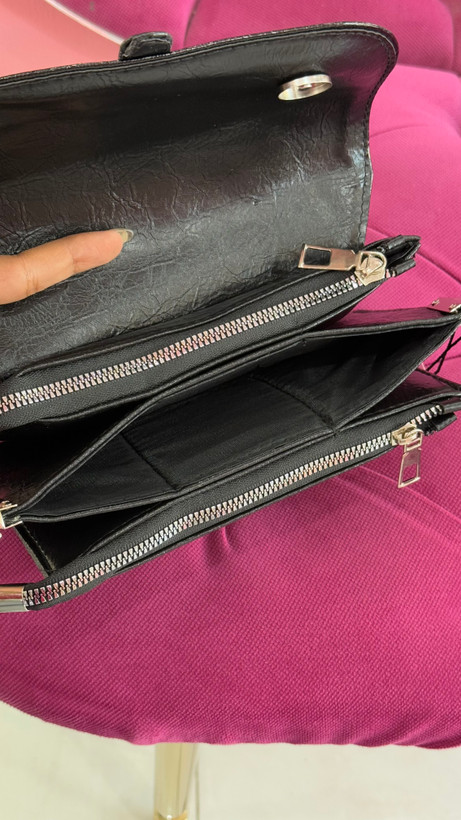 کیف پول چرمی مشکی زنانه با قفل H – کد 279