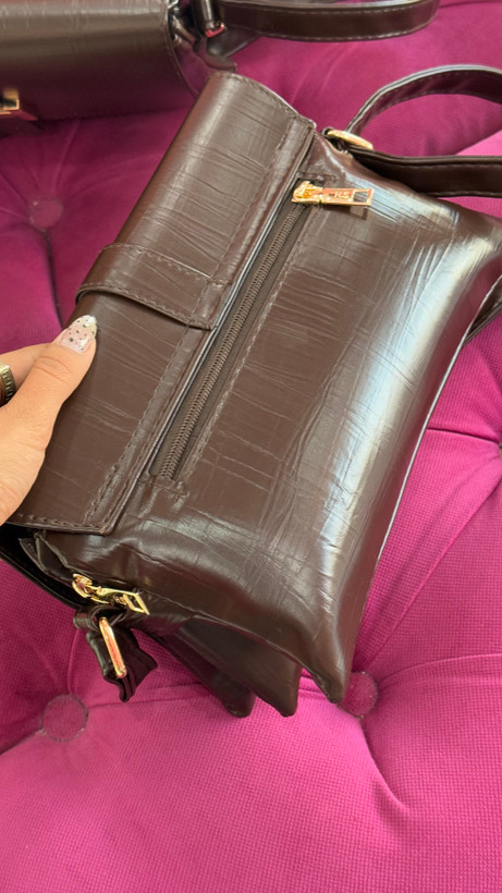 کیف زنانه چرمی قهوهای با قفل H طلایی – کد 274