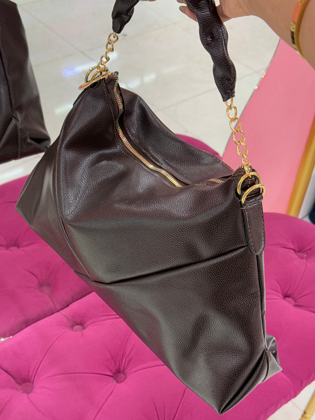 کیف چرمی سرمهای زنانه دوشی و دستی با دوخت مورب – کد 343