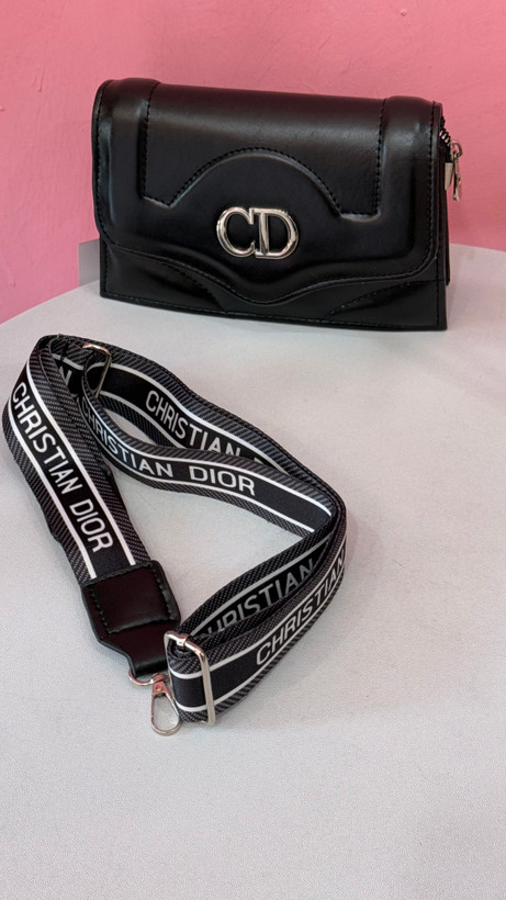 کیف دستی مشکی لاکچری CHRISTIAN DIOR با بند برنددار – کد 412
