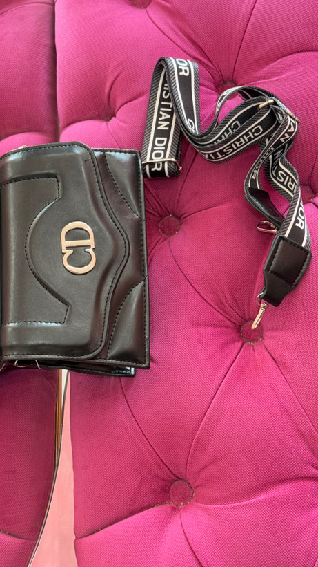 کیف دستی مشکی لاکچری CHRISTIAN DIOR با بند برنددار – کد 412