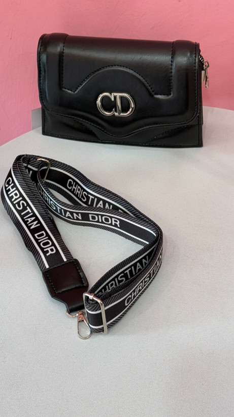 کیف دستی مشکی لاکچری CHRISTIAN DIOR با بند برنددار – کد 412