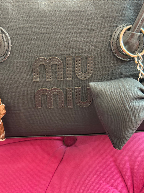 کیف دستی قهوهای MIU MIU با پاپیون تزئینی – کد 416