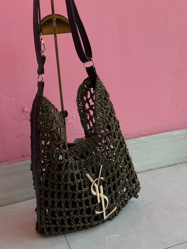 کیف دستی سبز زیتونی توری لاکچری YSL – کد 431