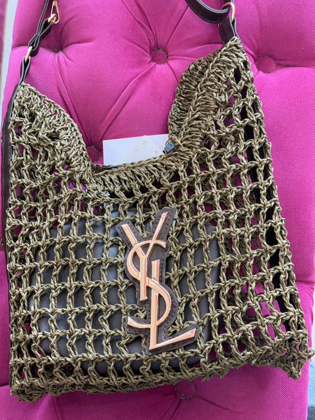 کیف دستی سبز زیتونی توری لاکچری YSL – کد 431