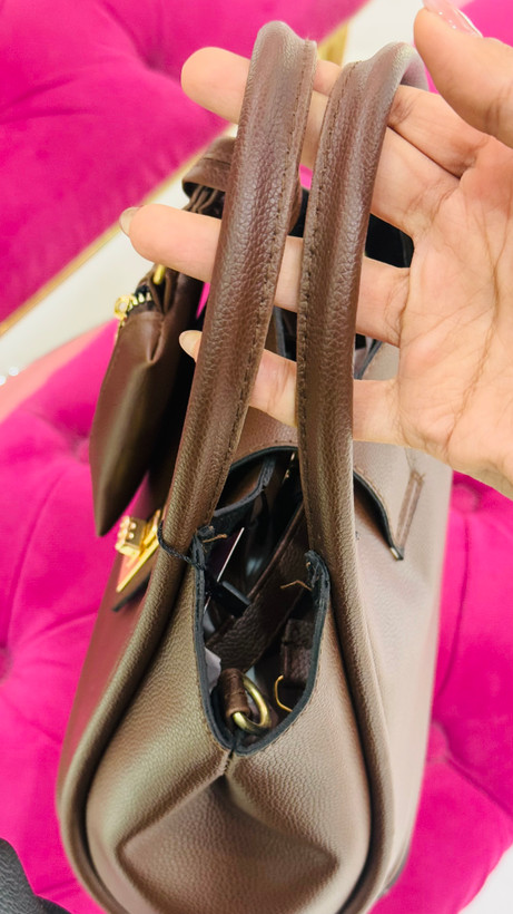 کیف زنانه چرمی قهوهای کوچک با کیف پول همراه – کد 450