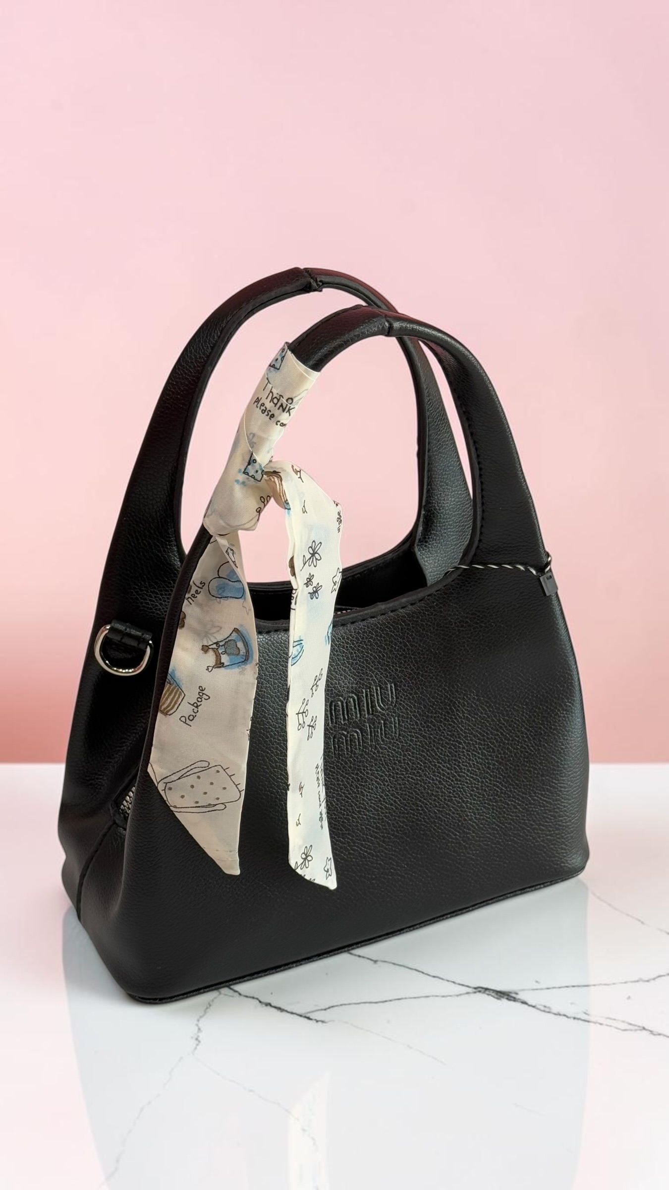 کیف دستی مشکی MIU MIU با روبان فانتزی – کد 438