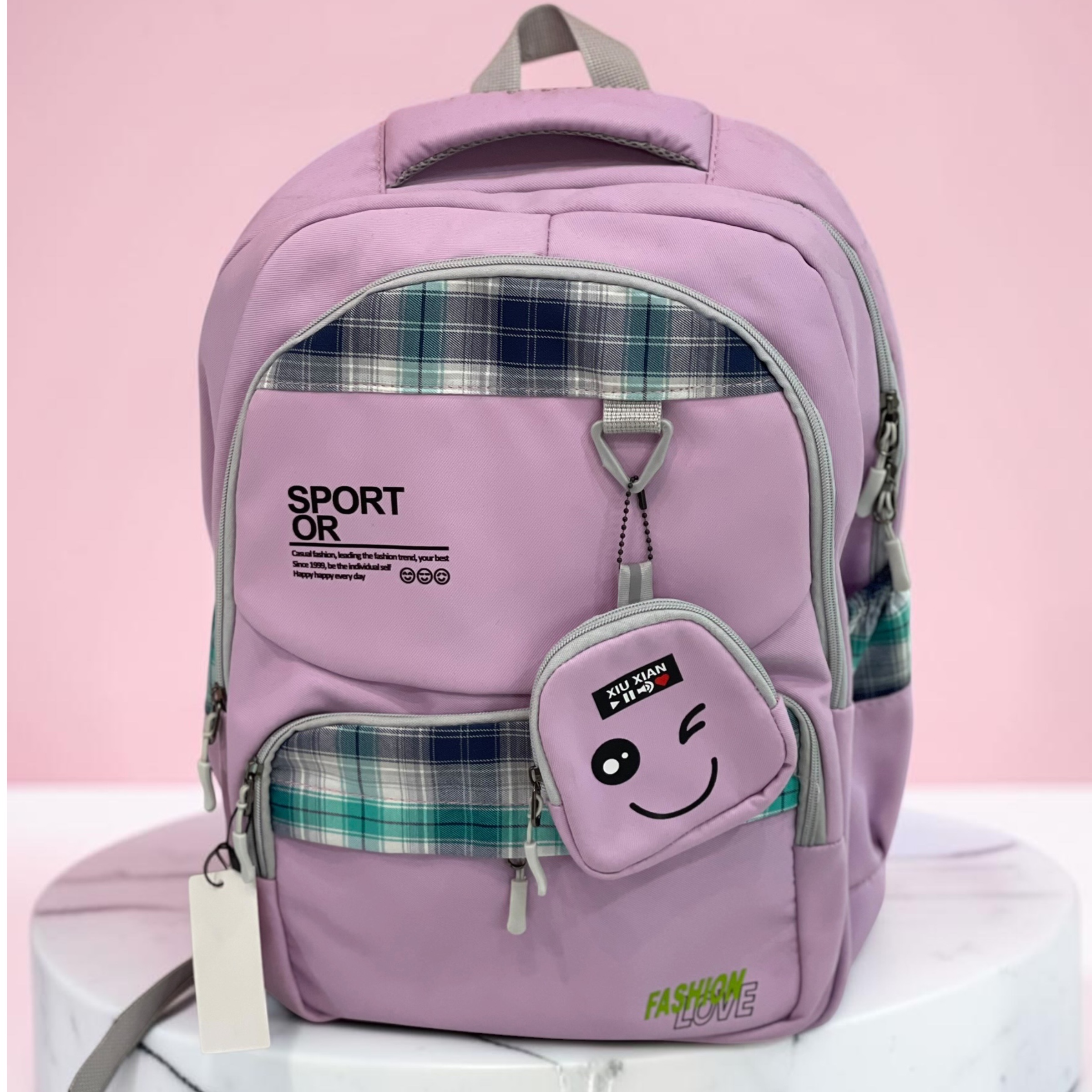 کوله‌پشتی بنفش روشن SPORT OR با کیف کوچک – کد 246