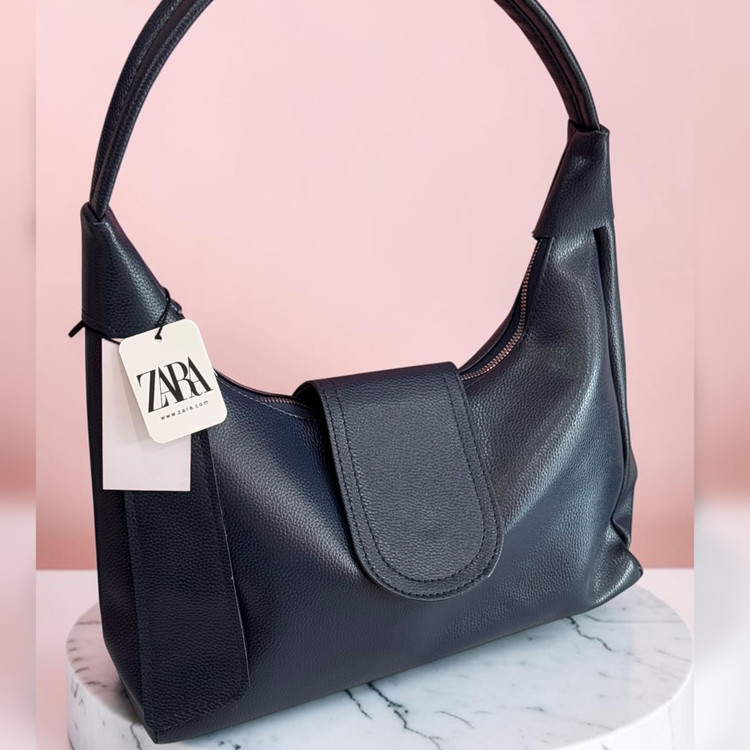 کیف زنانه دوشی چرمی – مدل مینیمال ZARA مشکی (کد ۴۸۰)