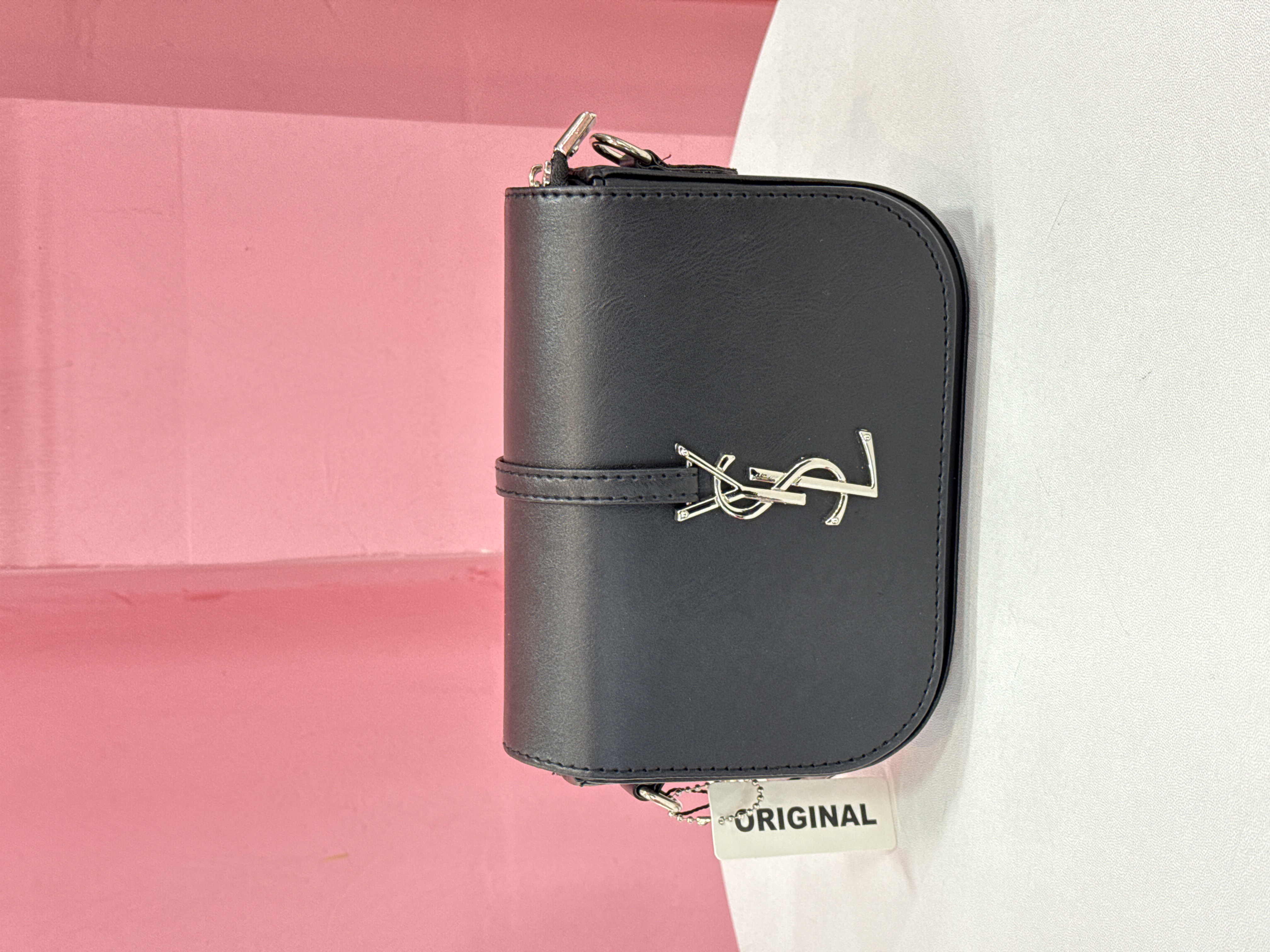 کیف زنانه چرمی – مدل مشکی لوگو YSL (کد ۵۷۲)