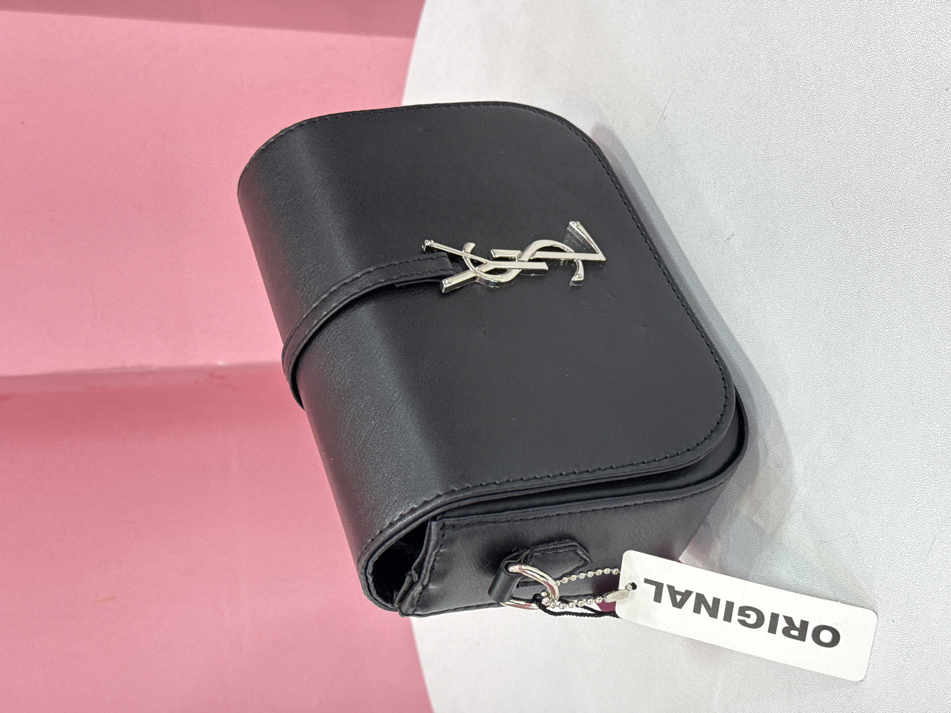 کیف زنانه چرمی – مدل مشکی لوگو YSL (کد ۵۷۲)